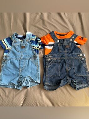 Lee Kids Denim Short Overall with shirt bundle